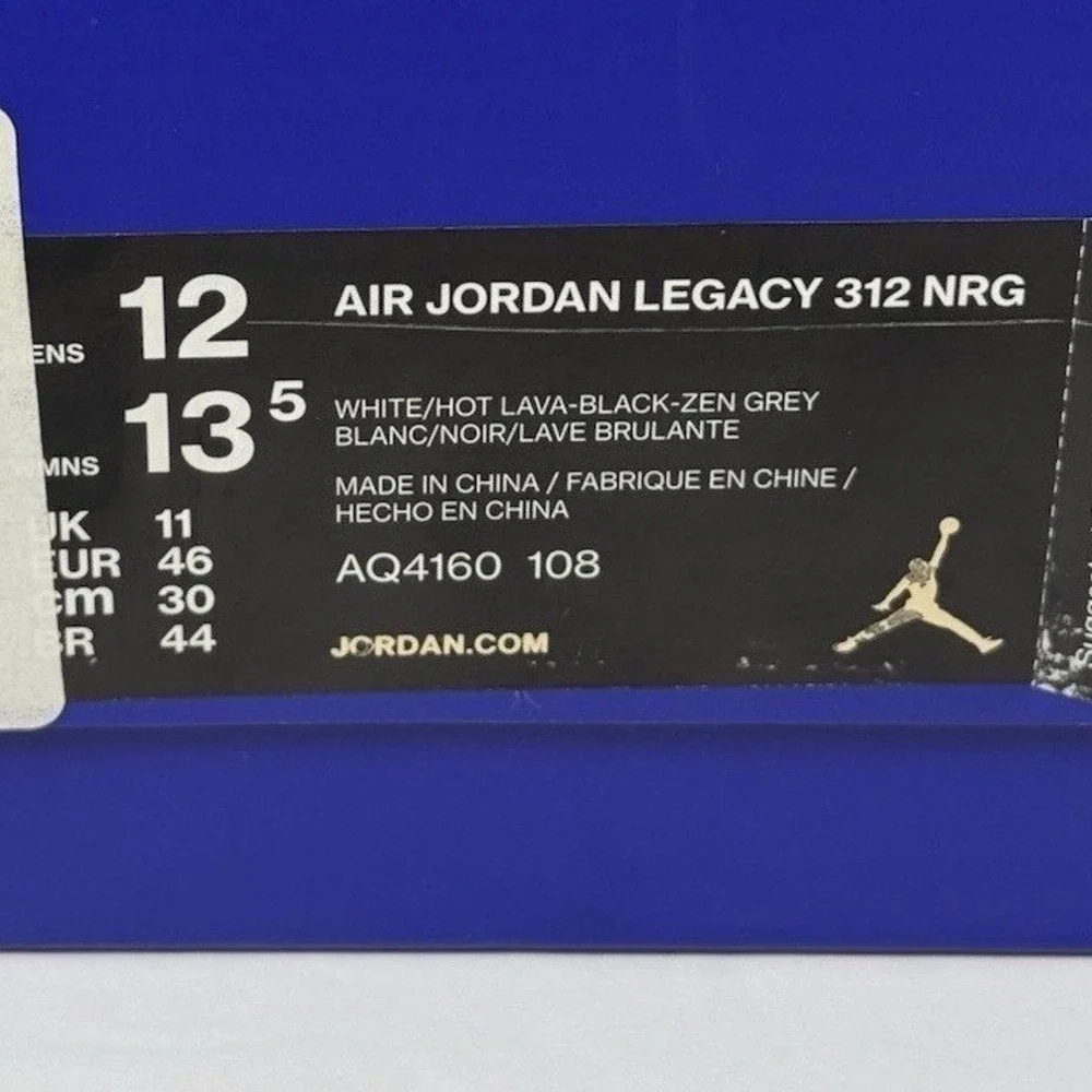 Air Jordan Legacy 312 NRG‎ AQ4160 108 White Hot Lava High Top Mens Size 12